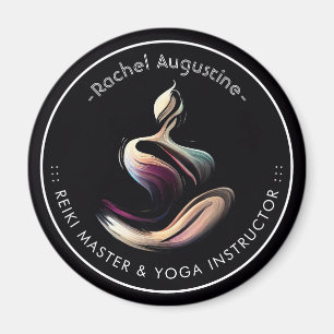Yoga Instructor Lotus Meditation Pose Brushstrokes Magnet