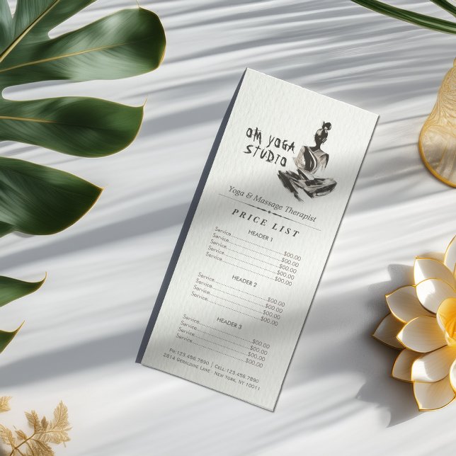 Yoga Instructor Lotus Meditation Pose Brushstrokes Rack Card (Creator Uploaded)