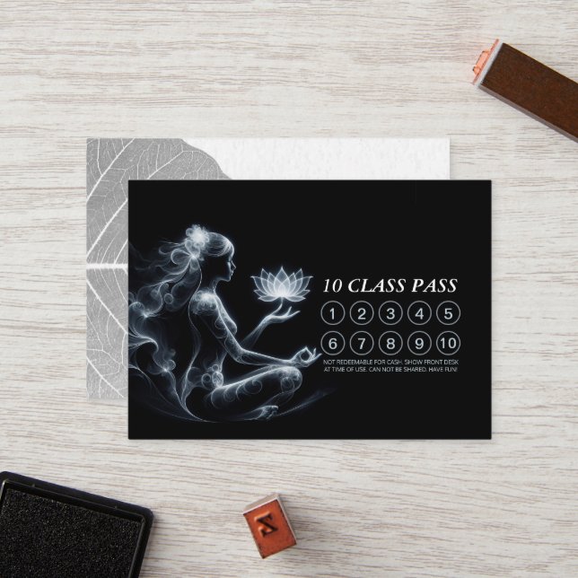 Yoga Instructor Lotus Meditation Pose Class Pass Loyalty Card (Front/Back In Situ)