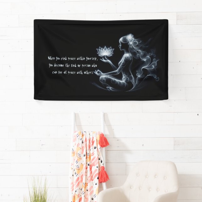 Yoga Instructor Lotus Meditation Pose Glowing Mist Banner (Insitu)