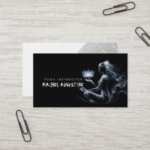Yoga Instructor Lotus Meditation Pose Glowing Mist Business Card