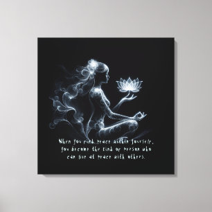 Yoga Instructor Lotus Meditation Pose Glowing Mist Canvas Print