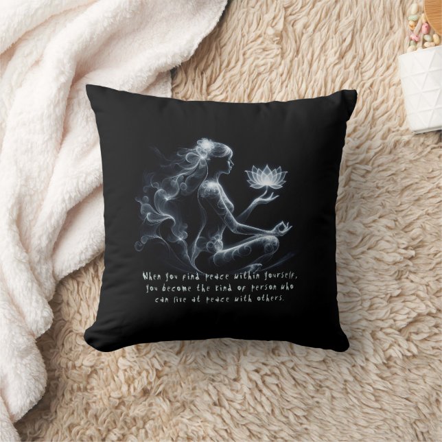 Yoga Instructor Lotus Meditation Pose Glowing Mist Cushion (Blanket)