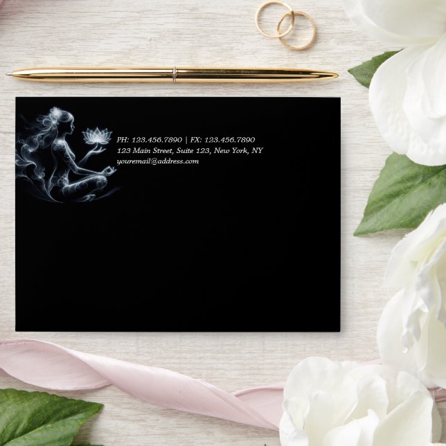 Yoga Instructor Lotus Meditation Pose Glowing Mist Envelope (Wedding)