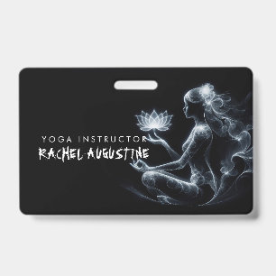 Yoga Instructor Lotus Meditation Pose Glowing Mist ID Badge