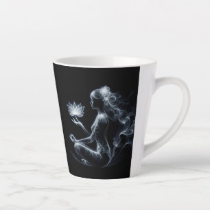 Yoga Instructor Lotus Meditation Pose Glowing Mist Latte Mug