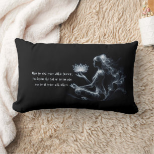 Yoga Instructor Lotus Meditation Pose Glowing Mist Lumbar Cushion