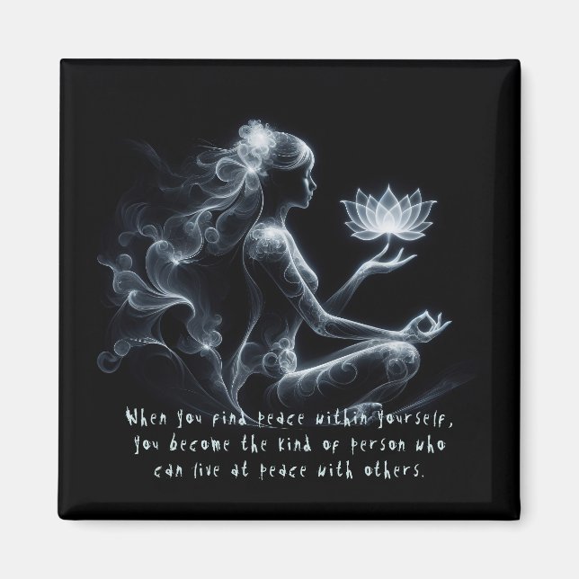 Yoga Instructor Lotus Meditation Pose Glowing Mist Magnet (Front)