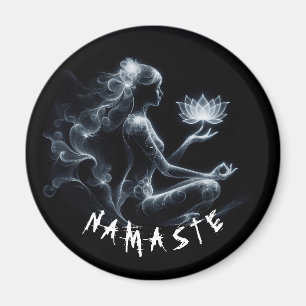 Yoga Instructor Lotus Meditation Pose Glowing Mist Magnet