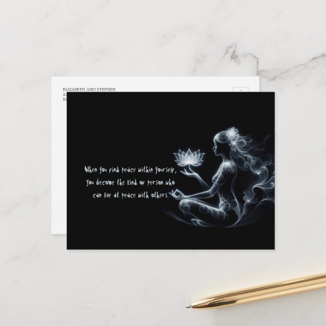 Yoga Instructor Lotus Meditation Pose Glowing Mist Postcard (Front/Back In Situ)