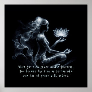 Yoga Instructor Lotus Meditation Pose Glowing Mist Poster