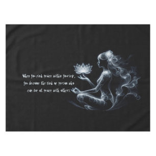 Yoga Instructor Lotus Meditation Pose Glowing Mist Tablecloth