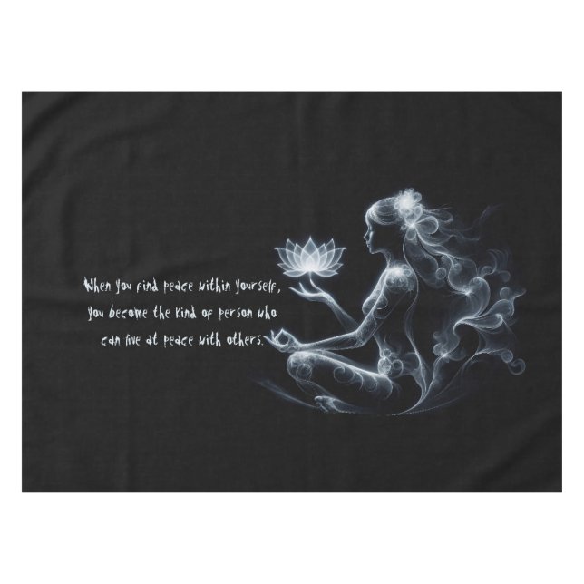 Yoga Instructor Lotus Meditation Pose Glowing Mist Tablecloth (Front (Horizontal))