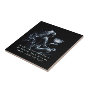 Yoga Instructor Lotus Meditation Pose Glowing Mist Tile