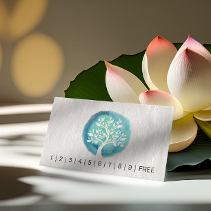 YOGA Instructor Loyalty Punch Chic Watercolor Tree Card