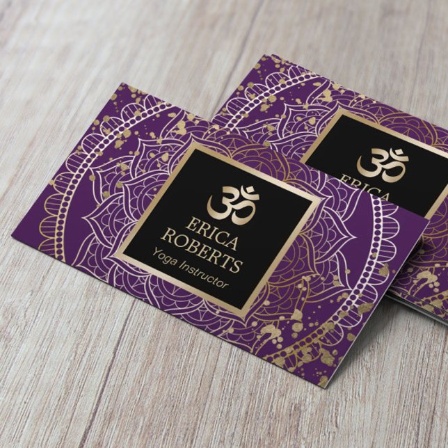 Yoga Instructor Mandala Modern Gold & Purple Business Card (Creator Uploaded)