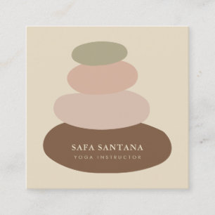 Yoga Instructor Massage Zen Stones Rustic Square Business Card