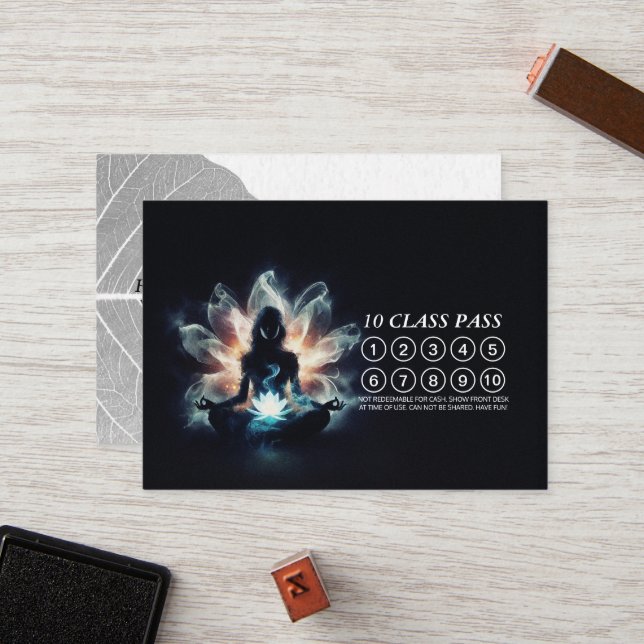 Yoga Instructor Meditation Easy Pose 10 Class Pass Loyalty Card (Front/Back In Situ)
