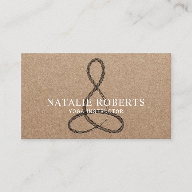 Yoga Instructor Meditation Logo Rustic Kraft Business Card (Front)