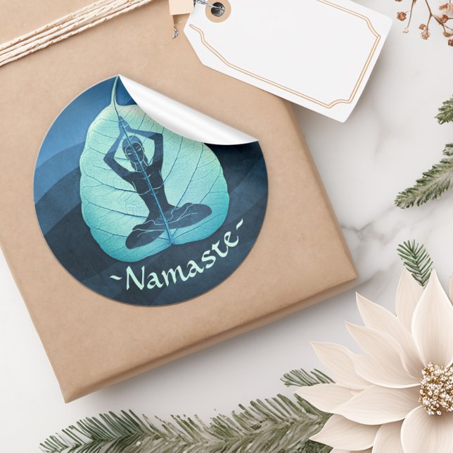YOGA Instructor Meditation Pose Bodhi Leaf Cutting Classic Round Sticker (Creator Uploaded)