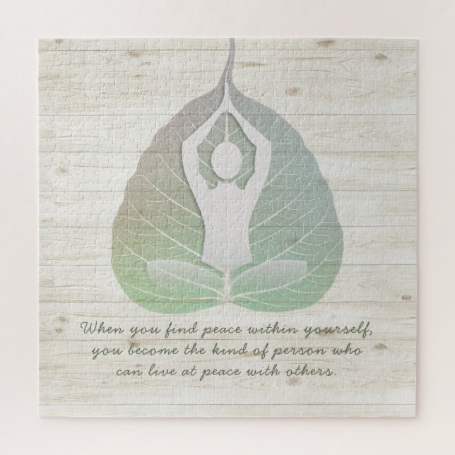 Yoga Instructor Meditation Pose Bodhi Leaf Quotes Jigsaw Puzzle (Vertical)