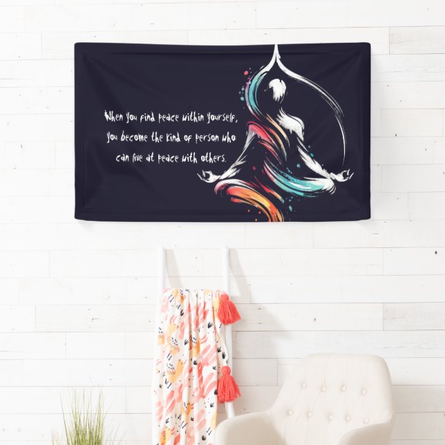 Yoga Instructor Meditation Pose Brush Stroke Quote Banner (Insitu)