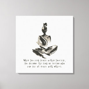 Yoga Instructor Meditation Pose Brush Stroke Quote Canvas Print