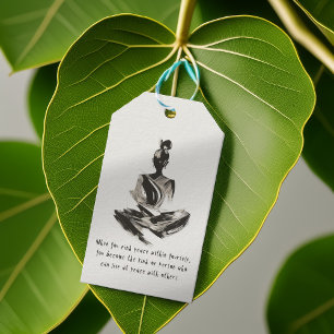 Yoga Instructor Meditation Pose Brush Stroke Quote Gift Tags