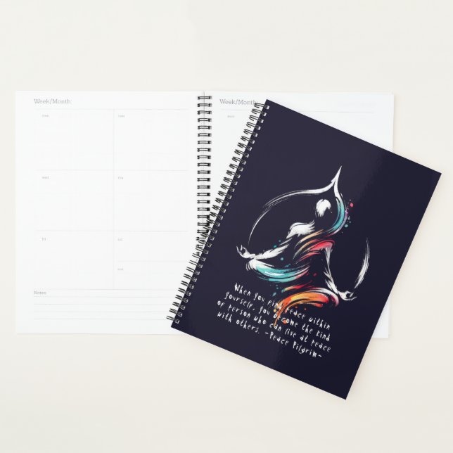 Yoga Instructor Meditation Pose Brush Stroke Quote Planner (Display)