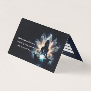 Yoga Instructor Meditation Pose Glowing Mist Lotus Business Card