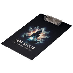Yoga Instructor Meditation Pose Glowing Mist Lotus Clipboard