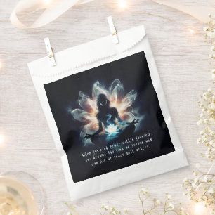 Yoga Instructor Meditation Pose Glowing Mist Lotus Favour Bags