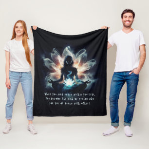 Yoga Instructor Meditation Pose Glowing Mist Lotus Fleece Blanket