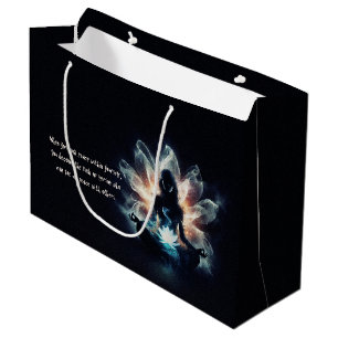 Yoga Instructor Meditation Pose Glowing Mist Lotus Large Gift Bag