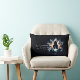 Yoga Instructor Meditation Pose Glowing Mist Lotus Lumbar Cushion