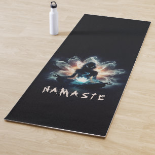 Yoga Instructor Meditation Pose Glowing Mist Lotus Mat
