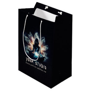 Yoga Instructor Meditation Pose Glowing Mist Lotus Medium Gift Bag