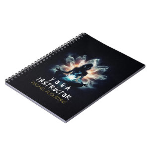 Yoga Instructor Meditation Pose Glowing Mist Lotus Notebook