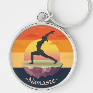 Yoga Instructor Meditation Pose Sun Flying Island  Key Ring