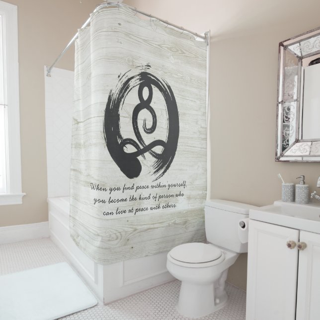 Yoga Instructor Meditation Pose Zen Symbol Quotes Shower Curtain (In Situ)