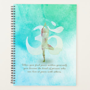 YOGA Instructor Meditation Tree Pose Om Sign Quote Planner