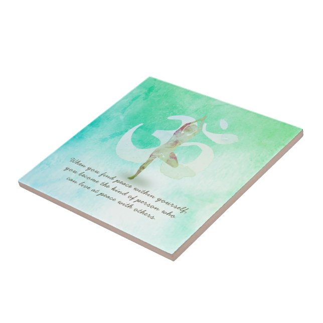 YOGA Instructor Meditation Tree Pose Om Sign Quote Tile (Side)