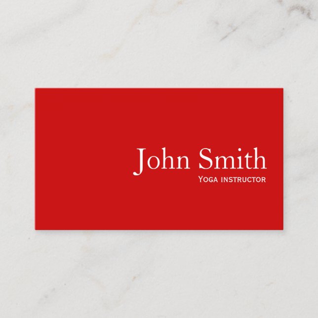 Yoga instructor Modern Red Minimalist Business Card (Front)
