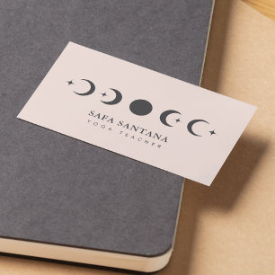 yoga instructor Moon Phases blush pink Business Card