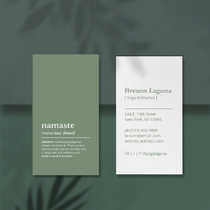 Yoga Instructor Namaste Sage Green Modern Business Card
