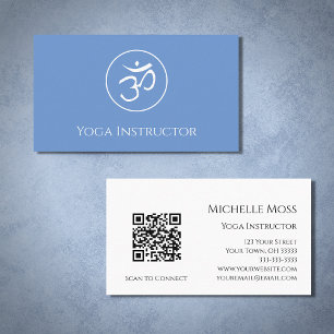 Yoga Instructor Om Symbol Simple Blue  Business Card