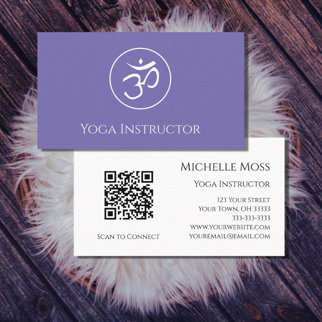 Yoga Instructor Om Symbol Trendy Purple  Business Card (Creator Uploaded)