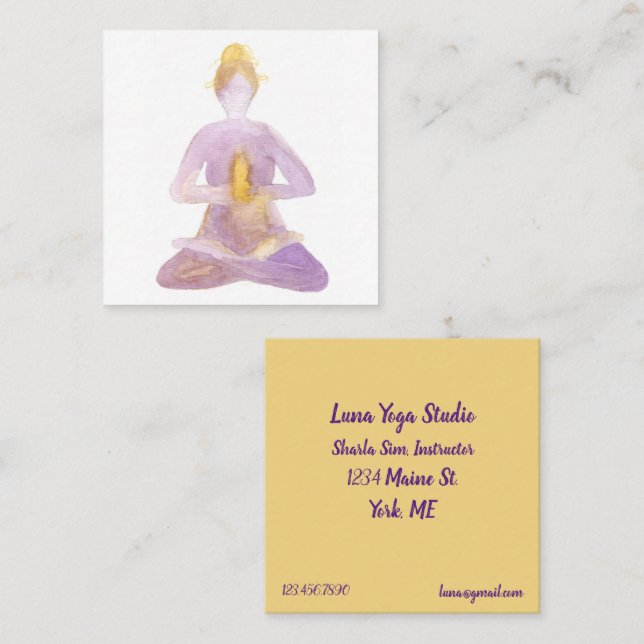 Yoga Instructor Pilates Class Lotus Pose  Square Business Card (Front/Back)