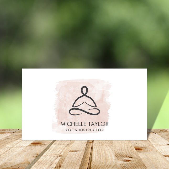 Yoga Instructor Pilates Fitness Modern Blush Pink Business Card (Creator Uploaded)