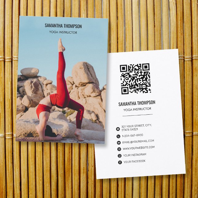 Yoga Instructor Pilates Trainer Fitness Photo Business Card (Creator Uploaded)